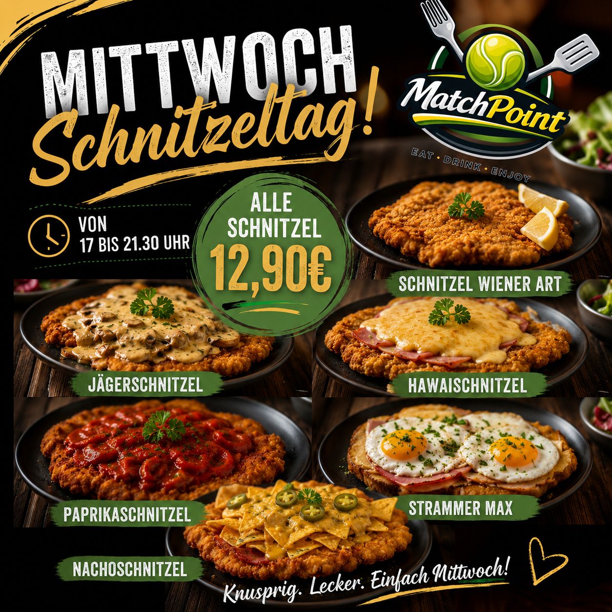 Eventplakat Mittwoch ist unser Schnitzeltag